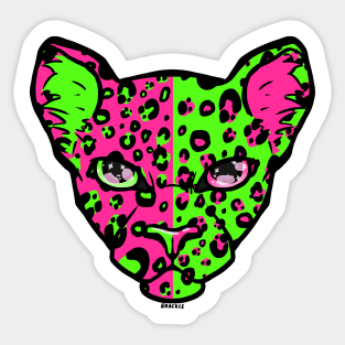 Pink and Green Split Leopard Sticker